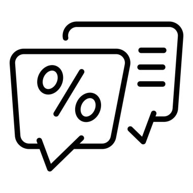 Satış mesajı ikonu ana hatları vektörü. Anlaşma teklif et.