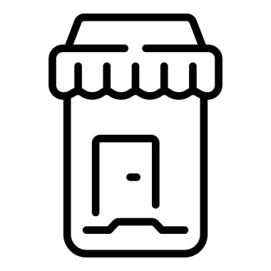 Dijital dükkan ikonu ana hatları vektörü. Çevrimiçi mağaza