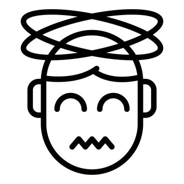 Baş dönmesi ikon ana hatları vektörü. Baş döndürücü adam.