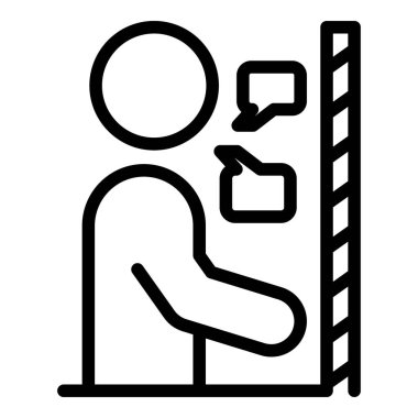 Kısıtlı sosyal yaşam ikonu ana hatları vektörü. İnsanlar arasında mesafe