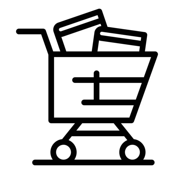 Book cart icon outline vector. Library shop — Stock Vector