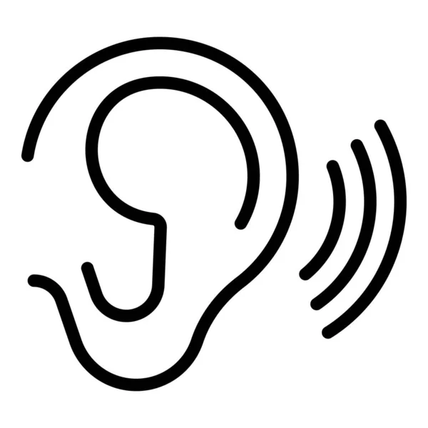 Вектор контуру піктограми концентрації вуха. Слухання уваги — стоковий вектор