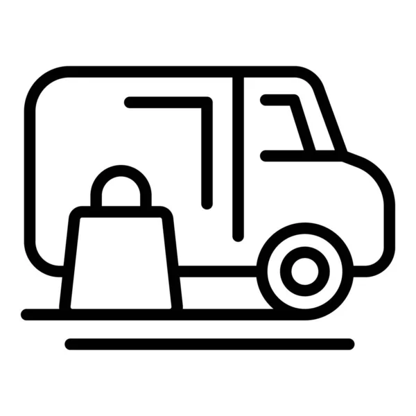 Lieferwagen-Icon-Umrissvektor. LKW-Schifffahrt — Stockvektor