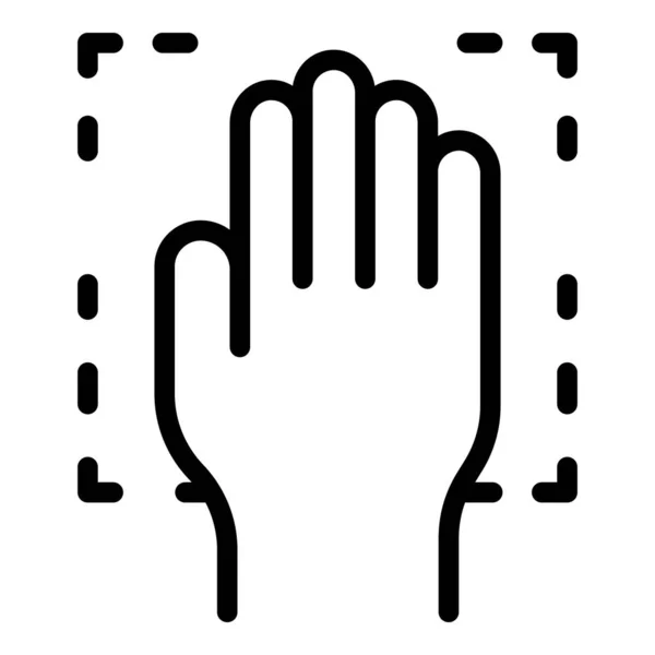 Icono inteligente de identificación de palma contorno vector. Reconocimiento biométrico — Vector de stock