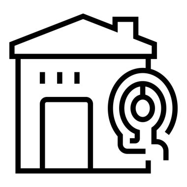 Akıllı ev anahtarı simgesi ana hatlı vektörü. Ev kilidi