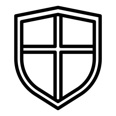 Kalkan güvenlik simgesi ana hat vektörü. Güvenlik görevlisi.