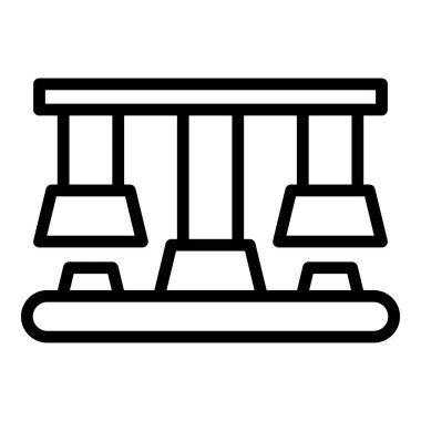 Üretim makinesi simgesi ana hatları vektörü. Fabrika ekipmanı