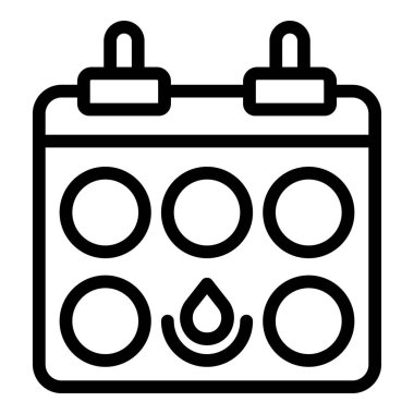 Adet takvimi ikonu ana hatları vektörü. Adet dönemi