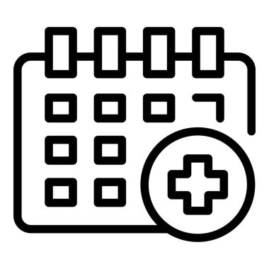 Tedavi takvimi simgesi ana hatları vektörü. Tıbbi program