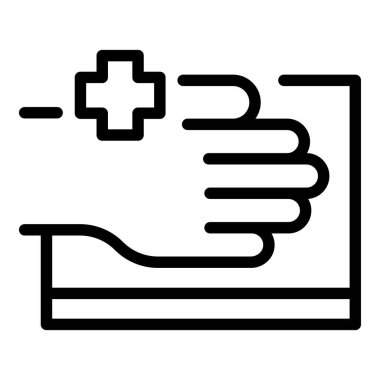 Sağlık inceleme ikonu ana hatları vektörü. Hasta sağlık hizmetleri