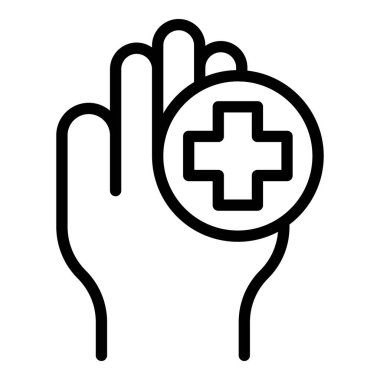 Sağlık kontrol ikonu ana hatları vektörü. Tıbbi bakım