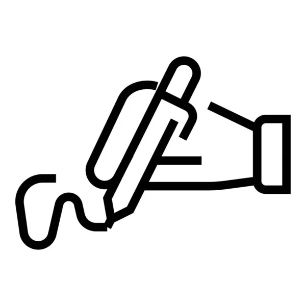 Icono de acceso a la escritura a mano contorno vector. Firma de escaneo — Vector de stock