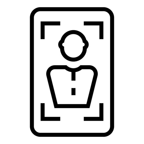 Gesichtsautorisierungssymbol Umrissvektor. Biometrische Erkennung — Stockvektor