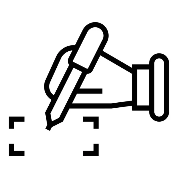 Vecteur de contour d'icône de balayage d'écriture. Reconnaissance faciale — Image vectorielle