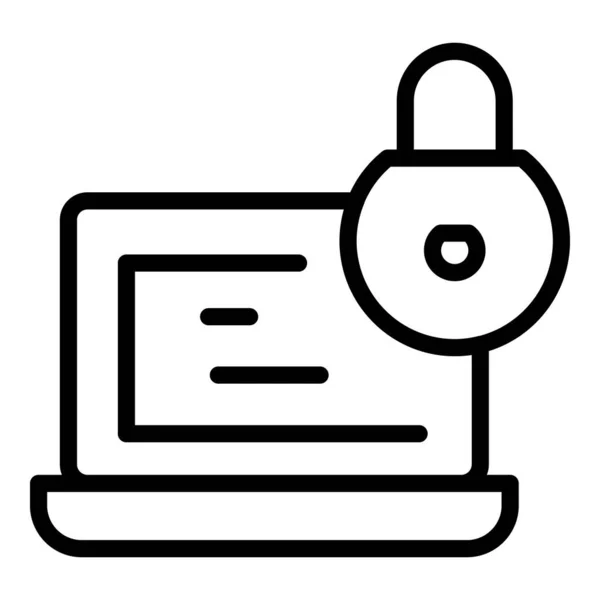 Portátil icono de bloqueo contorno vector. Contraseña del ordenador — Archivo Imágenes Vectoriales