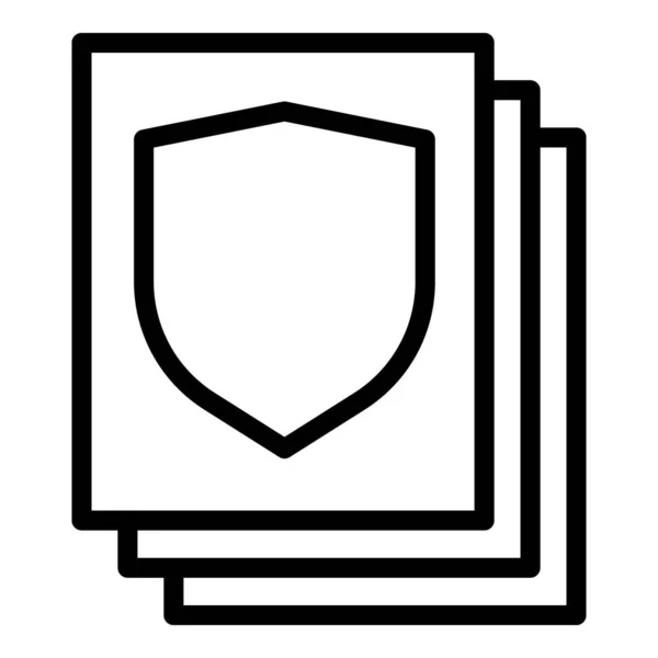 Escudo archivos icono contorno vector. Datos seguros — Archivo Imágenes Vectoriales