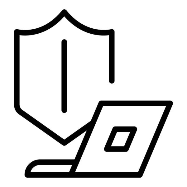 Laptop difesa icona contorno vettore. Guardia di accesso — Vettoriale Stock