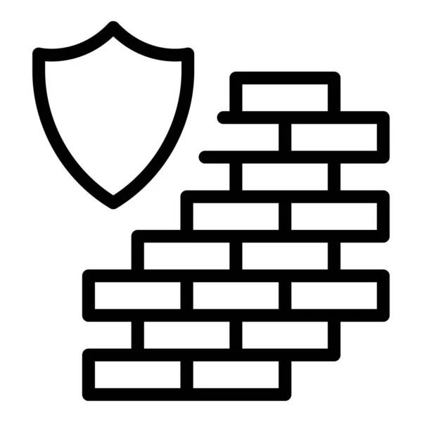 Shield wall icon outline vector. Brick defense — Stock Vector