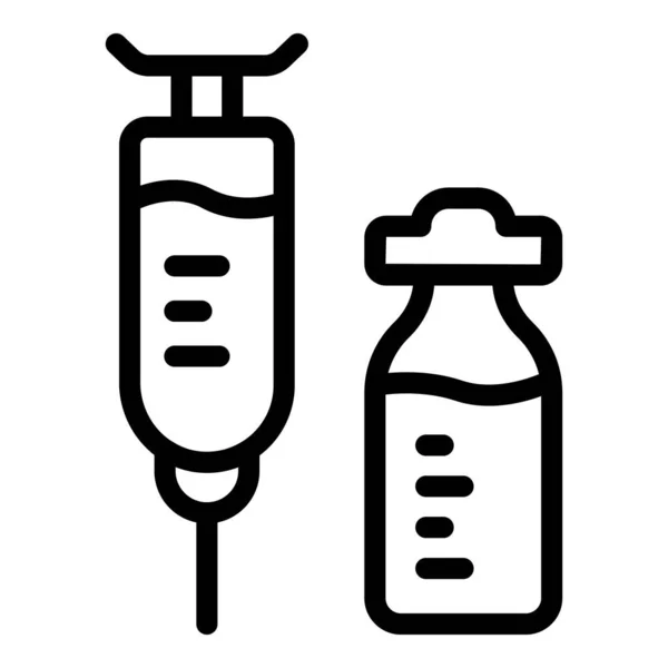 Icône de l'ampoule de seringue vecteur contour. Médicament vaccinal — Image vectorielle