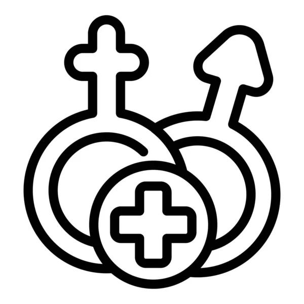 Icono de salud sexual contorno vector. Fertilidad en pareja — Vector de stock