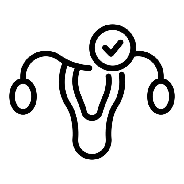 Salute utero icona contorno vettore. Esame ovarico — Vettoriale Stock