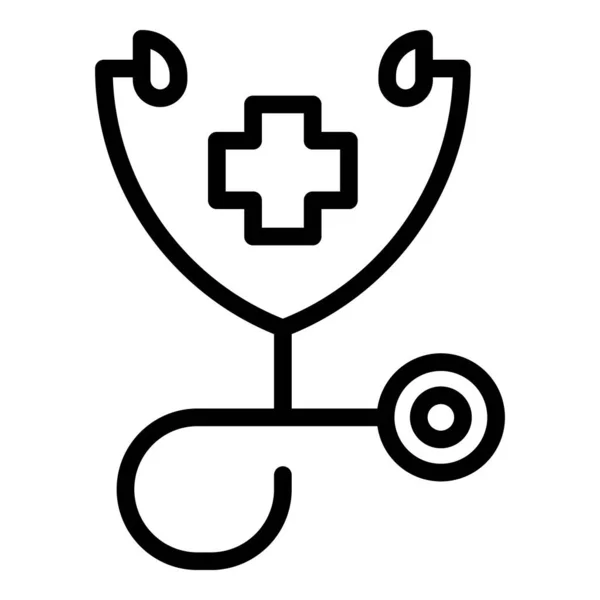 Estetoscopio icono contorno vector. Herramienta médica — Vector de stock