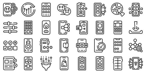 Иконки мобильных приложений задают вектор контура. Телефон клиента — стоковый вектор
