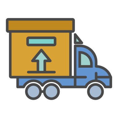 Kamyon dağıtım kutusu renk ana hatları vektörü