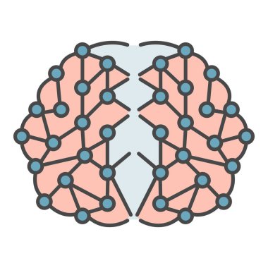 Yapay beyin simgesi renk ana hatları vektörü