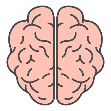 Üst görünüm beyin simgesi renk ana hatları vektörü