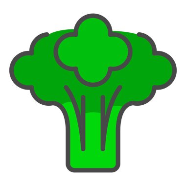 Eko brokoli simgesi renk ana hatları vektörü