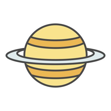 Satürn gezegeni simgesi renk ana hatları vektörü