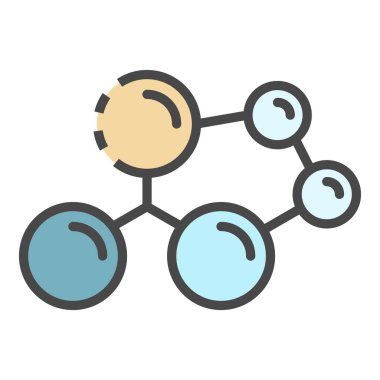 Molekül yapı simgesi renk ana hatları vektörü