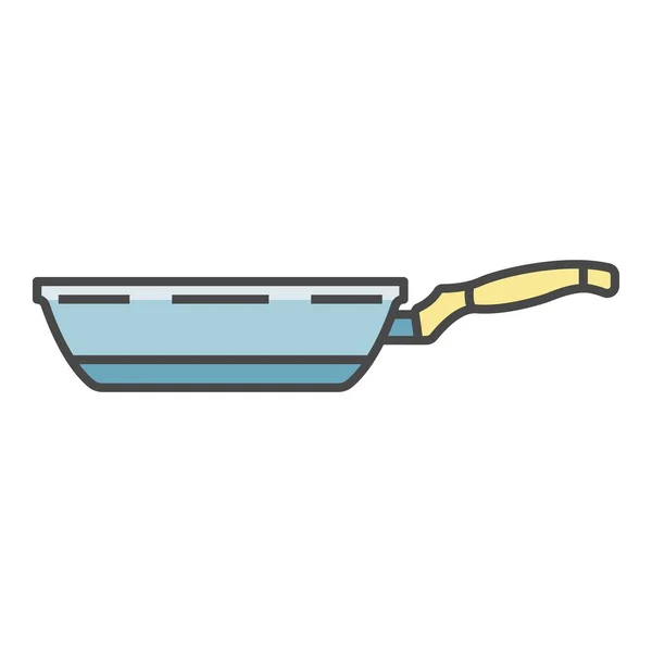 Griddle Pan Symbol Farbe Umrissvektor — Stockvektor
