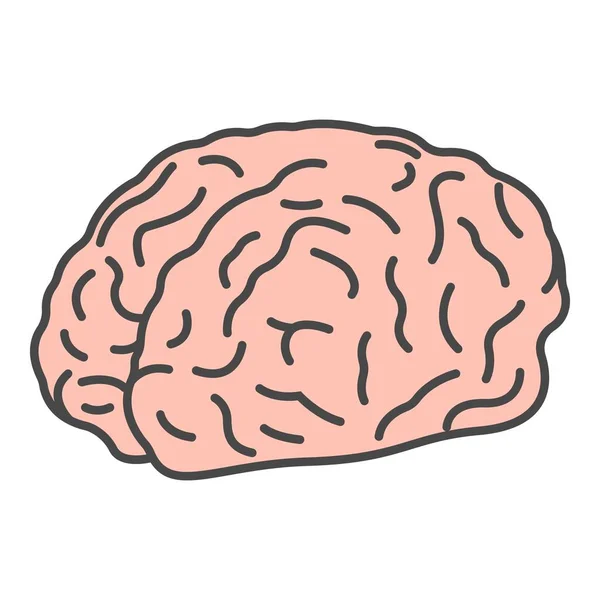 Genie Gehirn Symbol Farbe Umrissvektor — Stockvektor