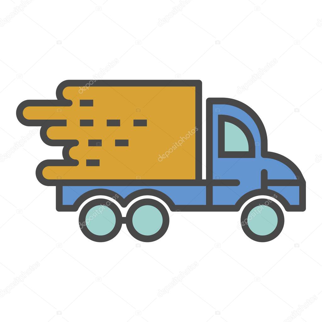 Fast truck delivery icon color outline vector