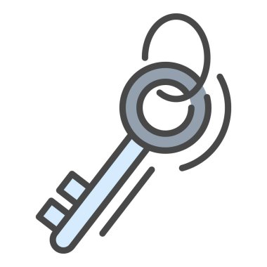 Güvenli kutu anahtar simgesi renk ana hatları vektörü