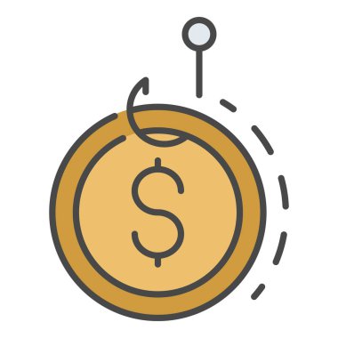 Para simgesi renklendirme ana hatları vektörü