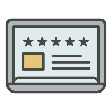 Beğeni 5 yıldız kağıt simgesi renk ana hatları vektörü