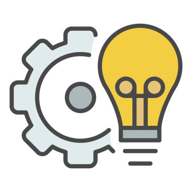 Ampul dişli tekerlek simgesi renk dış hat vektörü