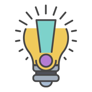 Ampul yeni fikir simgesi renk ana hatları vektörü