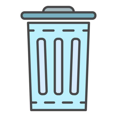 Çöp kutusu simgesi renk ana hatları vektörü