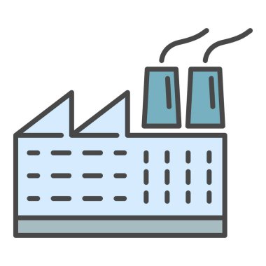 Eko enerji fabrikası simgesi renk ana hatları vektörü