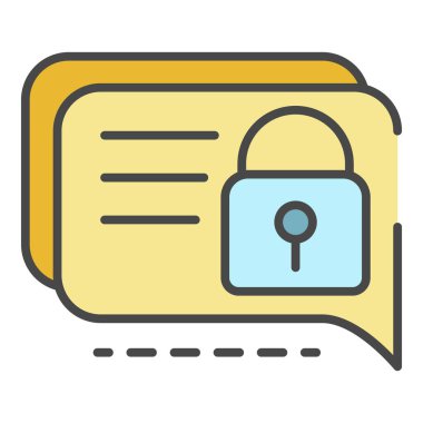 Kilitli sohbet simgesi renk ana hatları vektörü