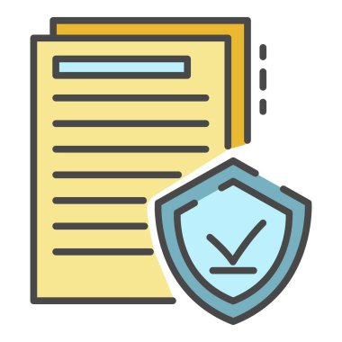 Güvenli doktor kağıt simgesi renk ana hatları vektörü