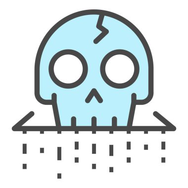 Kafatası simgesini kır renk dış hat vektörü