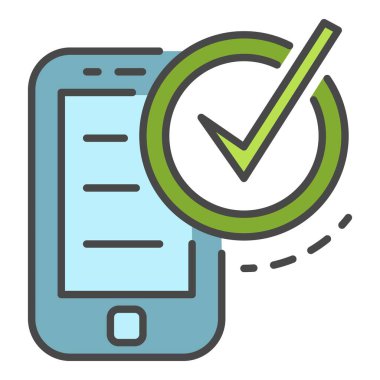 Kontrol edilen akıllı telefon simgesi renk ana hatları vektörü