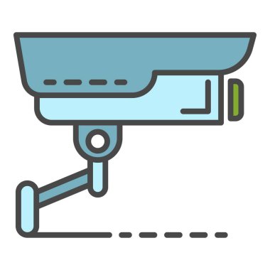 Güvenlik kamerası simgesi renk ana hatları vektörü