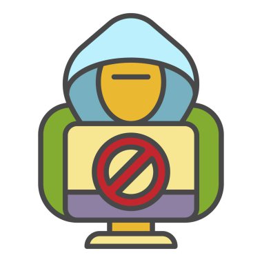 Hacker etkinlik simgesi renk ana hatları vektörü yok