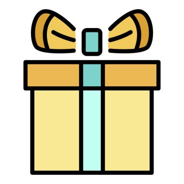 Hediye kutusu simgesi renk ana hatları vektörü